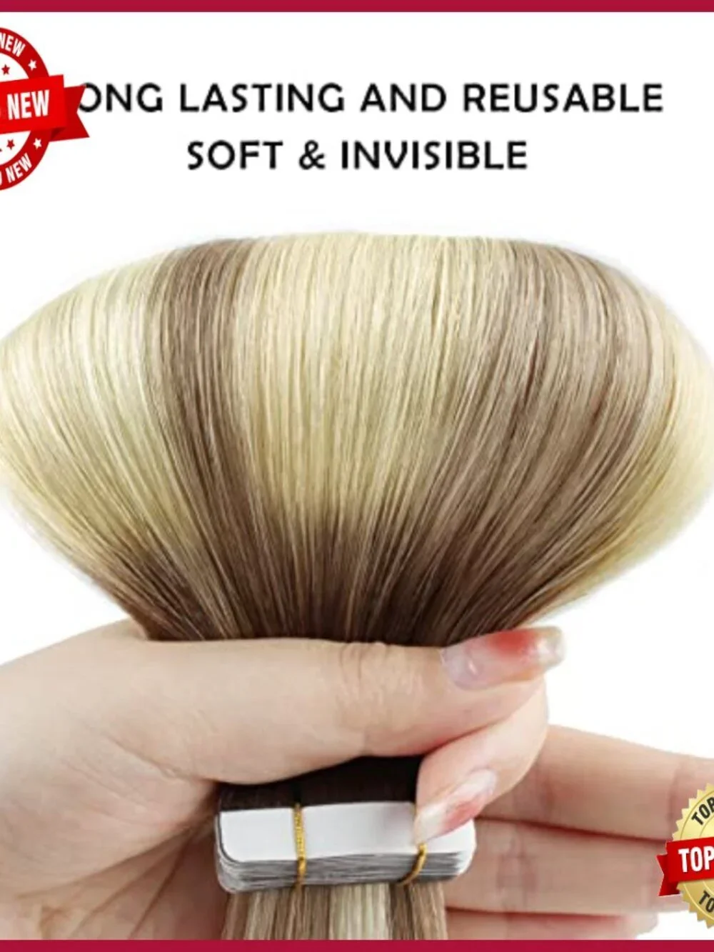 20 Inch Human Hair Tape Extensions 50 Gram 20 Pieces Seamless Weft